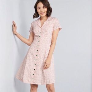Modcloth Daytime Dynamo Gingham Floral Shirtdress